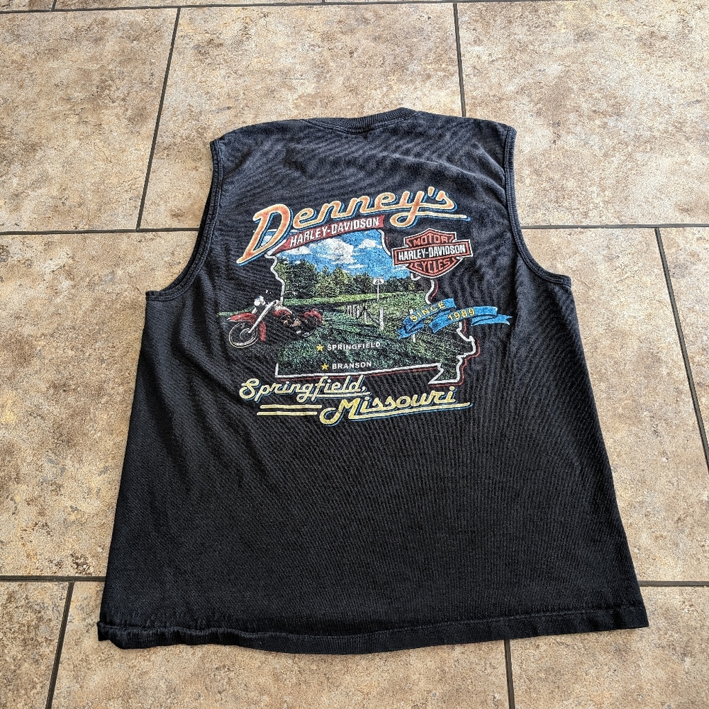 Harley Davidson Denney's Springfield, Missouri Vintage 2001 Muscle Tee Medium